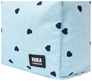 Roka Mayfair Petite trousse de toilette en toile de coton - Imprimé coeur bleu