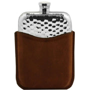 english-pewter-company-6oz-hammered-purse-flask-and-pouch---silverbrown-34473127