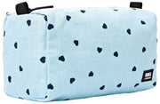 Roka Mayfair Petite trousse de toilette en toile de coton - Imprimé coeur bleu