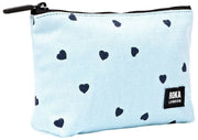 Roka Maida Vale Small Cotton Canvas Pouch - Heart Print Blue