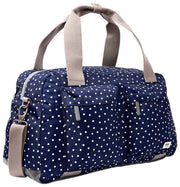 Roka Gatwick medium plunjezak van gerecycleerd canvas - marineblauwe stip