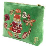 powder-embroidered-cosy-fox-velvet-mini-pouch---fern-green-34477403
