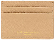 Elie Beaumont Heart Cardholder - Mink Beige/Wine Red