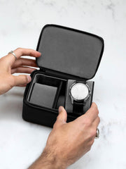 Boîte à montres de voyage moyenne zippée Stackers - Noir