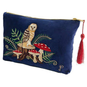 powder-woodland-owl-velvet-zip-pouch---navy-34477419