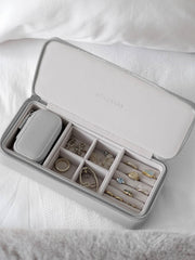 Grande boîte à bijoux de voyage zippée Stackers - Gris galet