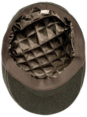 Dents Grafham Fischgräten-Tweed-Schiebermütze – Waldgrün