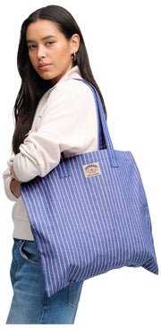 Superdry & Co Oxford Stripe Tote Bag – Broker Navy/Rosa gestreift