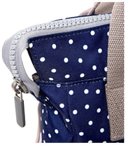 Roka Bantry B Small Recycled Canvas Backpack - Navy Polka Dot