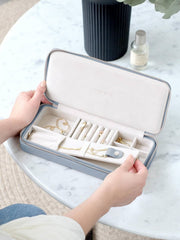 Stackers Sleek Necklace Zipped Travel Jewellery Box - Dusky Blue
