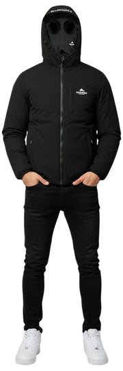 Helvetica Mountain Pioneers Eyeblock-Windjacke mit Kapuze – Schwarz