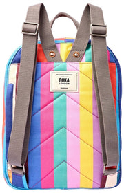 Roka Hampton Kleiner Baumwoll-Canvas-Rucksack – breiter, bunter Streifen
