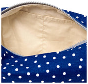 Roka Mayfair kleine toilettas van katoenen canvas - marineblauw met stippen