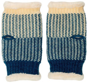 Elie Beaumont Knitted Wrist Warmers - Teal Basketweave