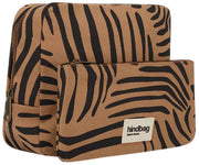 Hindbag Alix Extra große Kulturtasche – Zimt-Zebra-Braun