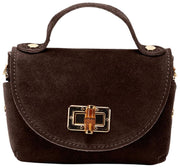 Elie Beaumont Suede Mini Bambou Tas - Donker Chocoladebruin