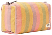 Roka Mayfair Kleiner Kulturbeutel aus Baumwollcanvas – Faded Multi Stripe