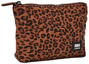 Roka Maida Vale Petite pochette en toile de coton - Mini Léopard Marron