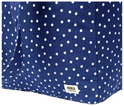 Roka Sloane middelgrote katoenen canvas schoudertas - marineblauwe stip