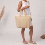 Elie Beaumont Summer Tote Bag - Goud Geometrisch Basketweave