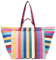 Roka Marylebone grote katoenen canvas oversized draagtas - brede multi-streep