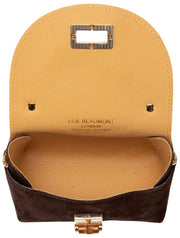 Elie Beaumont Suede Mini Bambou Tas - Donker Chocoladebruin