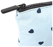 Roka Maida Vale Small Cotton Canvas Pouch - Heart Print Blue