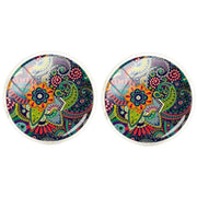 Bassin and Brown Bohemian Flower Cufflinks - Multi-colour