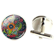 Bassin and Brown Bohemian Flower Cufflinks - Multi-colour