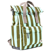 Roka Canfield B Small Recycled Canvas Backpack - Moss Stripe/Blue