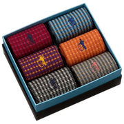 London Sock Company Shaken and Stirred 6-Pair Sock Box Set - Orange/Red/Brown