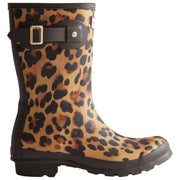 Hunter Original Short Leopard Wellington Boots - Beige/Chocolate Brown