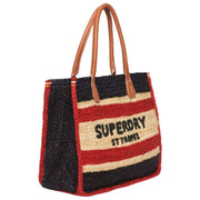 Superdry & Co Raffia Luxe Tote Bag - Eclipse Navy/Red/Ecru White
