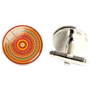 Bassin and Brown Bohemian Swirl Cufflinks - Orange/Red/Green
