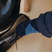 London Sock Company Highland Argyle Socks - Navy Blue
