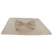 Michelsons of London Semi Plain Bow Tie and Pocket Square Set - Taupe