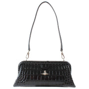 Vivienne Westwood Jane Croc Effect Frame Purse Bag - Black