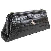 Vivienne Westwood Jane Croc Effect Frame Purse Bag - Black