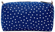 Roka Mayfair kleine toilettas van katoenen canvas - marineblauw met stippen