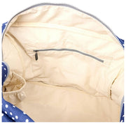 Roka Sloane middelgrote katoenen canvas schoudertas - marineblauwe stip