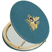 Alice Wheeler London Round Compact Mirror - Teal Blue