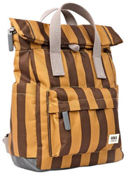 Petit sac à dos en toile recyclée Roka Canfield B - Rayure marron