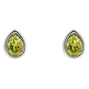 Beginnings August Semi-Precious Birthstone Earrings - Silver/Green