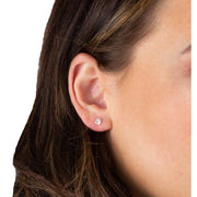 Beginnings Baguette and Round Gemstone Stud Earrings - Silver