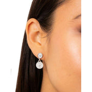 Beginnings Channel Set Circular Drop Earrings - Silver