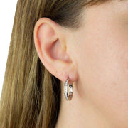 Beginnings Channel Set Gemstone Hoop Earrings - Silver