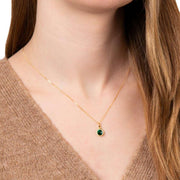 Beginnings Crystal Teardrop Pendant - Gold/Emerald Green