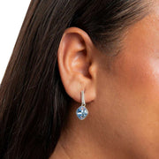 Beginnings Cushion Cut Crystal Drop Stud Earrings - Silver/Blue
