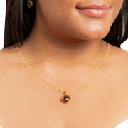 Beginnings Cushion Cut Crystal Pendant - Gold/Topaz Brown