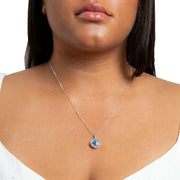 Beginnings Cushion Cut Crystal Pendant - Silver/Blue
